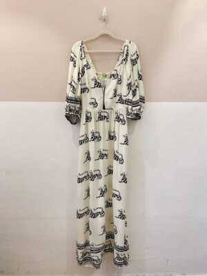 Vestido longo p&b tigres Farm G