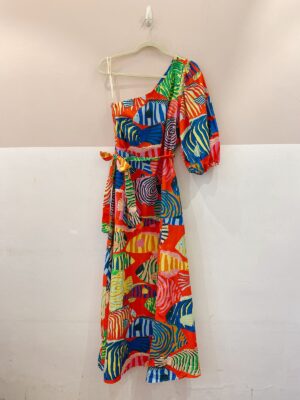 Vestido colorido peixes ombro só Farm GG