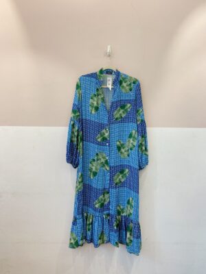 Vestido vichy azul folhas Anpô M