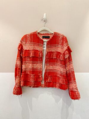 Casaco tweed vermelho Zara PP