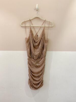 Vestido curto rosê bordado Zara P