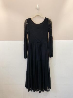 Vestido midi preto tule Maria Filó P