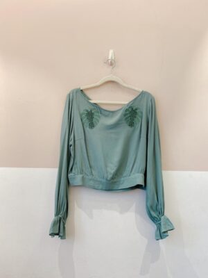 Blusa verde folhas Maria Filó G