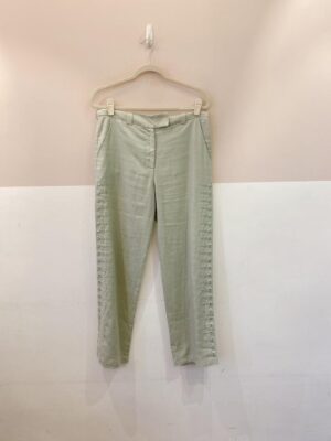 Calça linho verde detalhes Maria Filó 38
