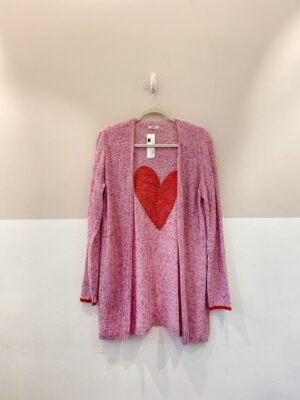 Cardigan rosa tricot coração Dupla M