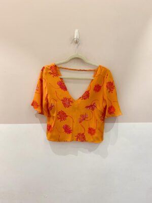 Blusa seda laranja floral Abrand 34