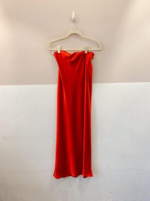 Vestido sem alça acetinado Zara P