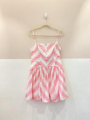 Vestido curto listrado rosa Farm M