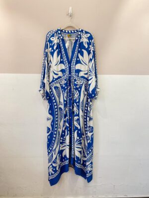 Vestido longo estampa azul Farm M