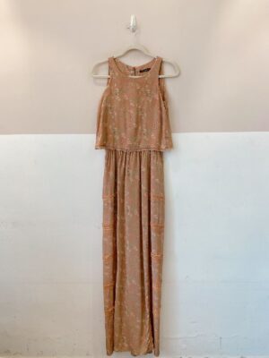 Vestido longo seda rosé floral Mixed 34