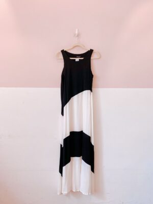 Vestido longo bicolor p&b Zinzane M