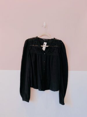 Blusa preta detalhes busto Zara M