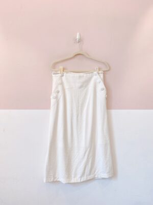 Saia midi branca botões laterais Unique Chic G