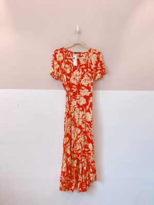 Vestido midi vermelho floral Damyller P