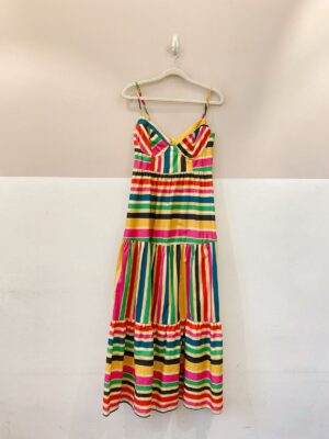 Vestido midi listrado colorido Farm G