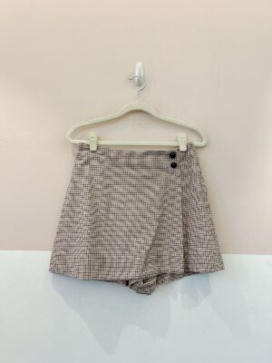 Short saia xadrez bege Dress To P