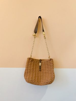 Bolsa crochet alça corrente Nó de Malha