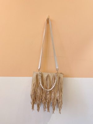 Bolsa palha couro Andrea Muller