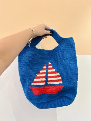 Bolsa crochet azul barco Valônia Veras