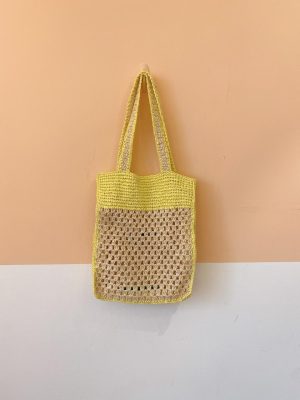 Bolsa palha amarela Zara