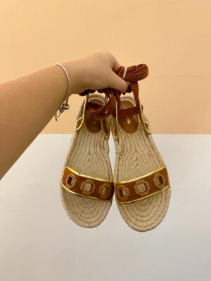 Sandália plataforma palha Larroude 38