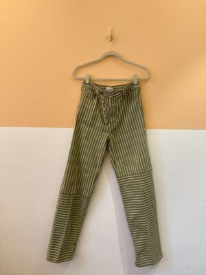 Calça jeans reta listrada verde Ganni P