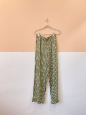 Calça listrada verde Zara M